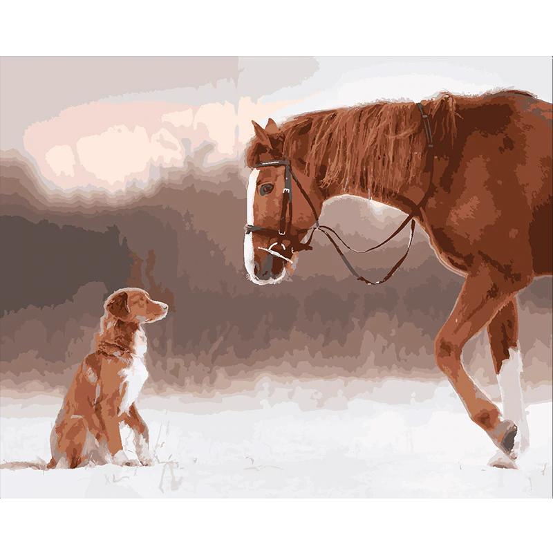 Paard & Hond | Schilderen Op Nummer Schilderen op nummer eigen foto, Schilderen op nummer volwassenen, paint by numbers, verven op nummer, paard, kinderen
